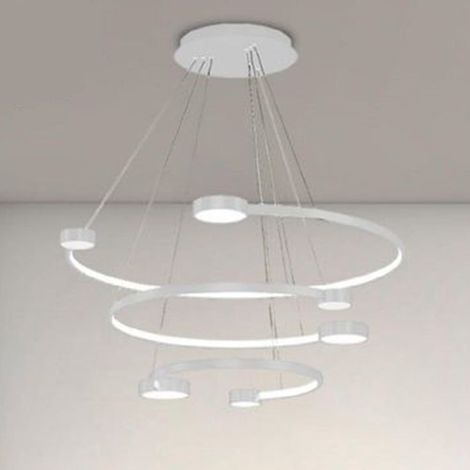 TrAdE Shop Traesio - Lampadario A Sospensione Led 65w 3 Semi Cerchi Con Telecomando Design Moderno Bianco 71378 - (1/4)