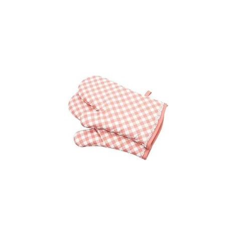 Gants Cuisine Coton - 1 paire Rose - Anti-dérapant Matelassé Grille (1/4)