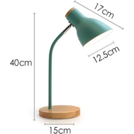 Lampe de Table Bois Jaune E27 Tête Orientable Rétro Bureau Chambre (1/3)
