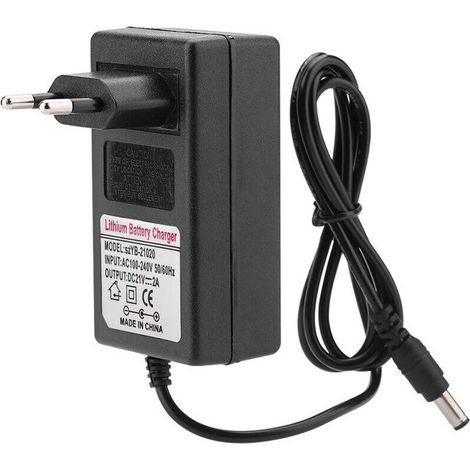 Adaptateur secteur universel, chargeur de batterie DC 21V 2A/AC 100-240V 50Hz/60Hz, pièce de rechange lithium-ion, chargeur sécurisé 2A affichage LED de charge rapide à courant élevé, (1/3)