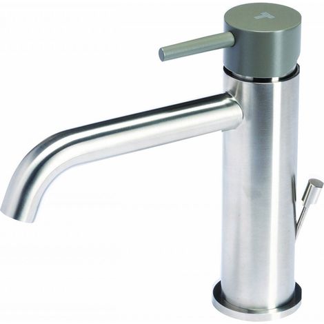 Rubinetto Miscelatore Monocomando Lavabo con Scarico in Acciaio Inox Maniglia Antracite (1/2)