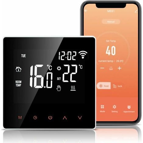 WLAN-Thermostat, Thermostat für 16-A-Elektro-Fußbodenheizung, kompatibel mit Alexa, Google Home und Tuya Apps, programmierbarer Heizungsthermostat mit großem LCD-Display (1/5)