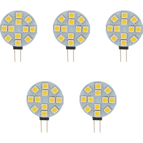 Lot de 5 ampoules LED G4 12V 2W lumière chaude, économie d'énergie, en aluminium, pour micro-ondes, hall, bar ou bureau. (1/5)