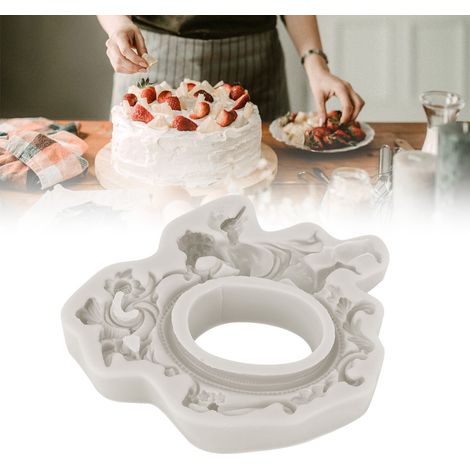 Cadre photo ange européen, moule en silicone à faire soi-même, moule à fondant et chocolat, outil de décoration pour gâteaux et pâtisserie, gris (1/5)