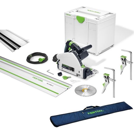 Festool Tauchsäge TS 55 FEBQ Plus FS 577010 + Tasche Hebelzwinge Splitterschutz (1/5)