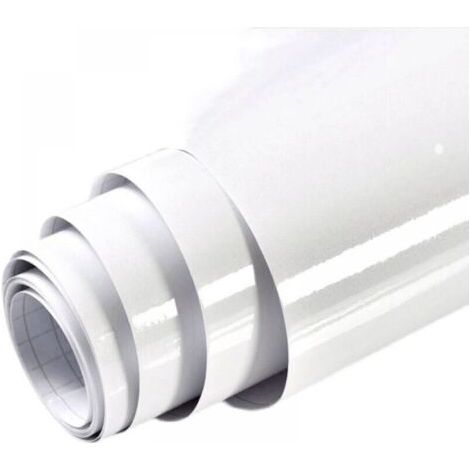 Film adhésif blanc pailleté 60 cm x 5 m film meuble haute brillance film auto-adhésif pour meubles armoires de cuisine protection de surface vinyle étanche bricolage film décoratif (1/5)
