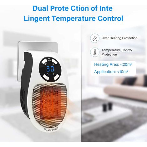 Chauffage Soufflant 2 Pièces,Radiateur Soufflant Salle de Bain,Mini Chauffage pour la maison et les déplacements, Radiateur Soufflant avec thermostat, Minuterie, Affichage, 500 watts, 50Hz/60Hz (1/4)
