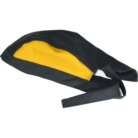 Casquette de soudage style pirate en tissu ignifugé (Couleur noir et jaune) pour soudeurs - Compatible avec masque de soudage - Équipement de sécurité pour protection de la tête (1/5)