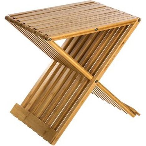 Tabouret en bambou pliante - H.45 x L.40 x P.32 cm -PEGANE- (1/3)