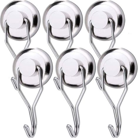 Crochets Magnétiques Puissant 45kg 32D Crochet Aimanté Frigo Néodyme Pivotants Aimant Crochet Magnétique Crochets Aimantés Magnétiques pour Cuisine Torchon Tableau 6pcs (1/5)