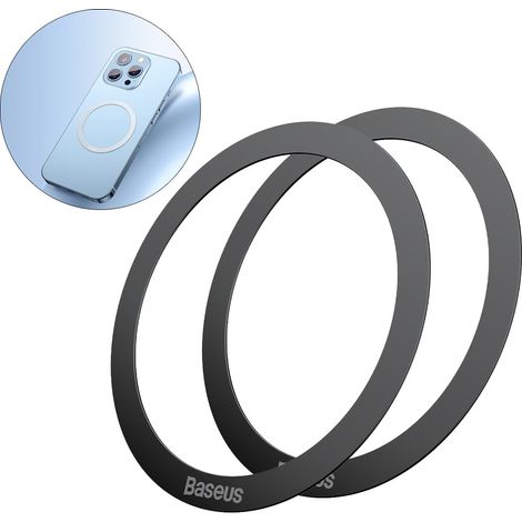 Anillo magnético Baseus Halo para teléfono, MagSafe, negro (2 unidades). (1/5)