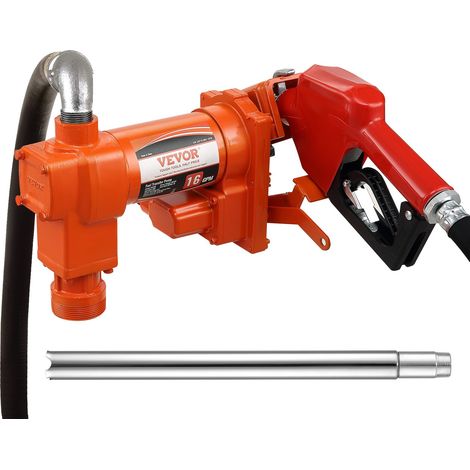 Pompe Transfert Carburant 12 V CC 60,5 L/min 1/4 CV, Pompe d'Extraction Essence avec Buse Arrêt Automatique, Long Tuyau, pour Mélange d'Essence, Diesel, Kérosène, Éthanol, Méthanol, Biodiesel (1/5)