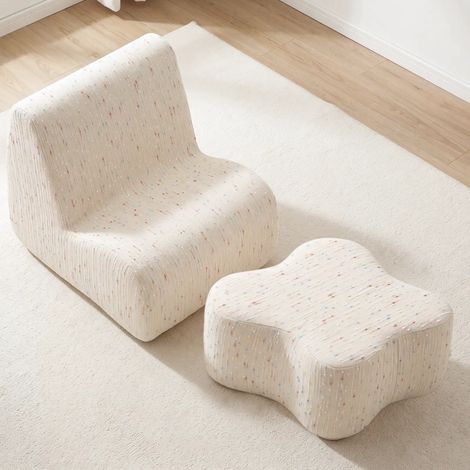 Wahson Divano Modulare da Gioco per Bambini in Lino, Spugna Morbida ad Alta Densità Rivestimento Rimovibile per Soggiorno/Camera da Letto, Beige a righe (1/5)