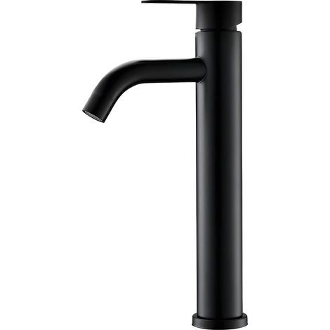 Grifo monomando negro para baño con manguera de conexión de 60 cm para lavabo de encimera, ahorrador de agua. (1/5)