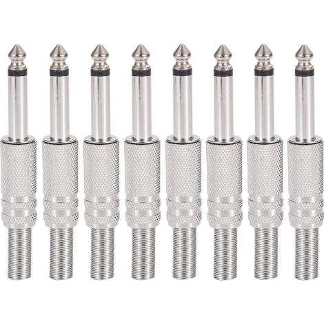 8 pièces Prise audio,Connecteur jack 6,35mm,Mono TS,Souder,Câble guitare haut-parleur microphone (1/5)