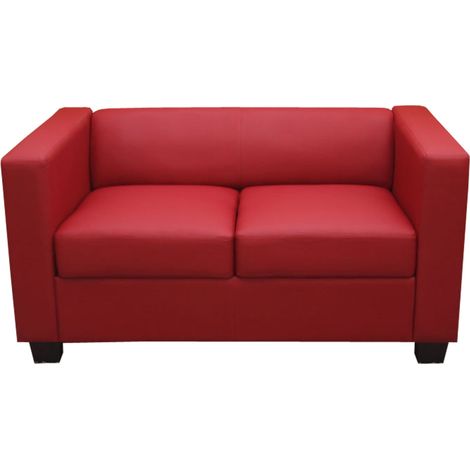 Divano sofa 2 posti lounge moderno elegante serie Lille M65 75x137x70cm pelle rosso