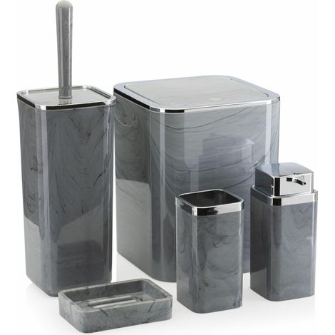 Badezimmer-Set 5-teilig Gris quadratisch (1/5)