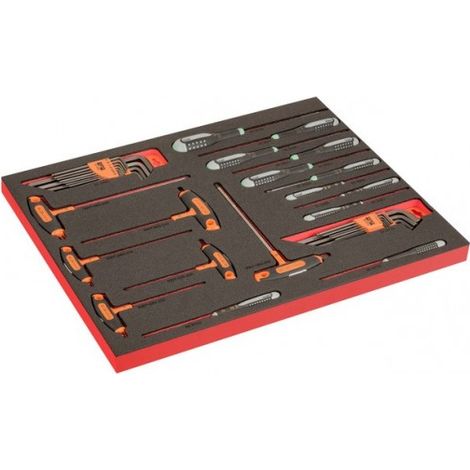 BAHCO - Module Fit&Go 3/3 marquage laser, tvis ERGO™, manche en T & clés mâles - 39 Pcs