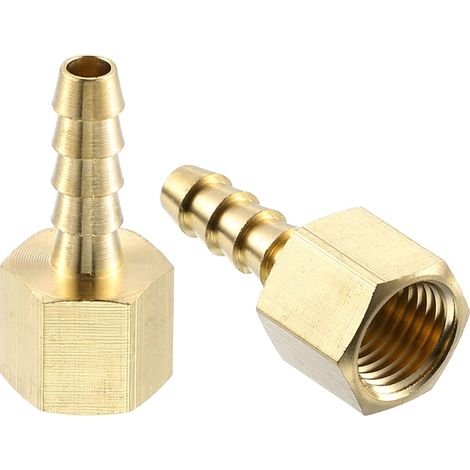 2Pcs Raccord de Tuyau en Laiton 1/4" Barb x 1/4" Npt Femelle (1/5)