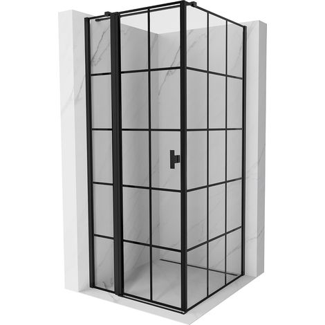 Mexen Mist T Duschkabine Schwenktür links 70 x 70 cm, schwarzes Gitter, schwarz - 8A4T-070-070-70-77-L (1/5)
