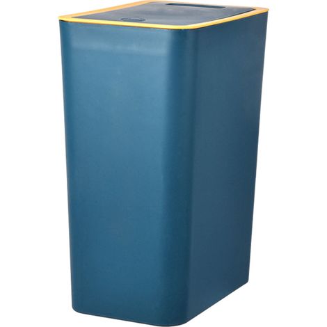 Poubelle à pédale plastique grande capacité design minimaliste avec couvercle pressoir pour cuisine salle de bain salon 22x15.5x33cm (1/5)