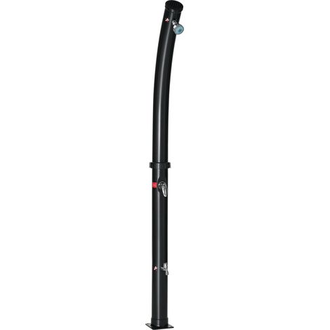 Douche solaire chauffante à 60° pour usage extérieur, avec réservoir de 20 litres et robinet mitigeur, noire