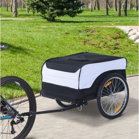 Faltbarer Fahrrad-Lastenanhänger 40 kg aus Stahl und Oxford-Gewebe Weiß Schwarz OKWISH (1/5)