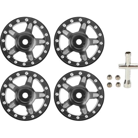 Jeu de moyeux en alliage d'aluminium pour voiture RC SCX24 échelle 1/24, avec écrous antidérapants M2 et clé cruciforme, couleur titane (1/5)