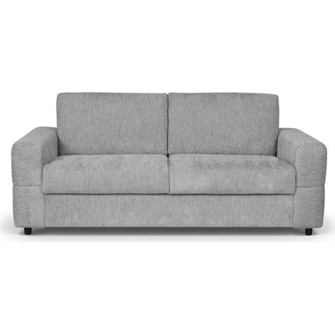 Deco In Paris – Canapé convertible 3 places en velours chiné gris clair – Système d’ouverture rapide – Matelas intégré 12 cm pour couchage quotidien (1/5)