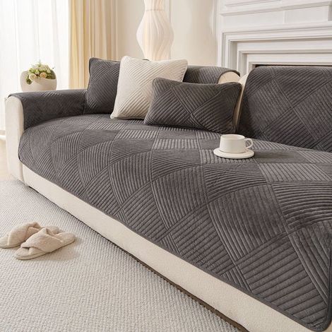 REWYTAZ Sofakissen Sofaschutzhülle Extra dick & rutschfest Sofabezug Für Ecksofas Dunkelgrau 90 x 210 cm für 2 , 3 und 4 Sitzer Sofas (1/4)