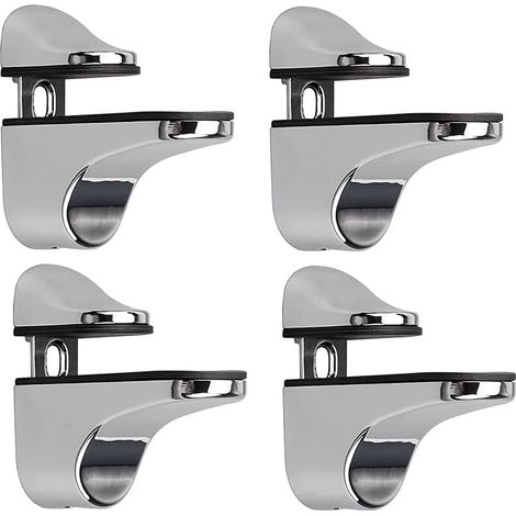 Support D'étagère en Verre Réglable, 4 Pcs Support D'étagère en Verre, Pince en Verre à Fixation Murale, Support pour Étagères en Verre, pour Tablette Verre (1/5)