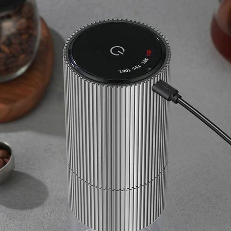 Set. Farbe: Schwarz. Material: Kunststoff und Metall. Elektrische Kaffeemühle (5 V Gleichstrom), kleine Kaffeemühle für den Hausgebrauch.