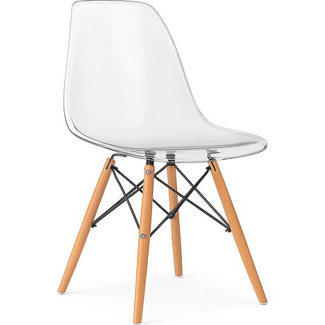 ORION91 Silla ATRIA Color Transparente Asiento Acolchado Piel Sintética y Patas Haya 49x84x52,5cm Comedor Oficina Salón Teletrabajo Cocina - SpazioLuzio (1/5)