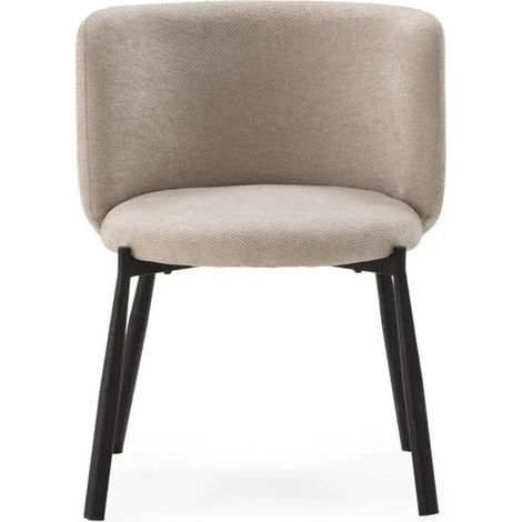 ORA - Lot de 2 chaises pieds en métal noir Beige (1/5)