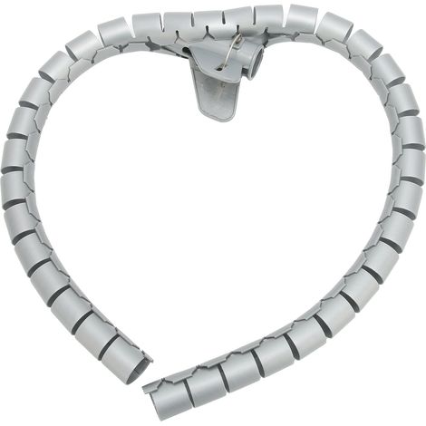 Gaine de rangement pour câbles enroulés, tube d'enroulement ouvert avec clip, 10 mètres, gris, diamètre 8 mm (1/5)