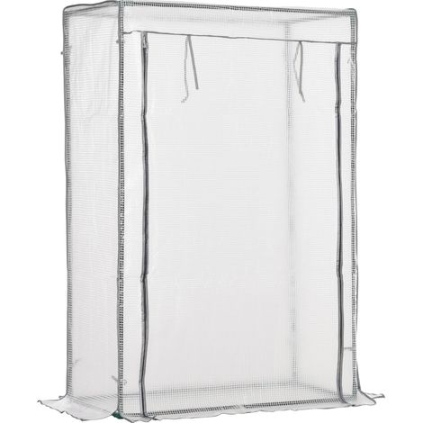 Serra da balcone in acciaio con copertura in PE bianca 100 x 50 x 150 cm (1/3)
