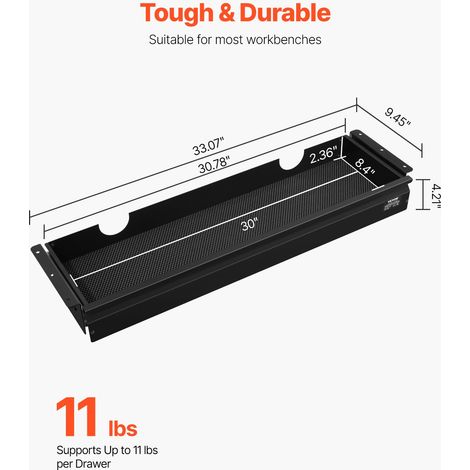 Tiroir Coulissant sous Bureau, 840x240x107 mm, Tiroir Organisateur de Rangement de Bureau Caché, Capacité de Charge 5 kg, Espace Éc… (1/5)