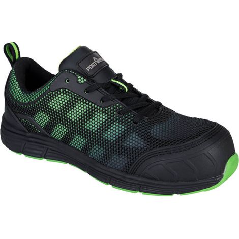 Deportivo bajo Portwest Compositelite Ogwen S1P Negro/Verde 45