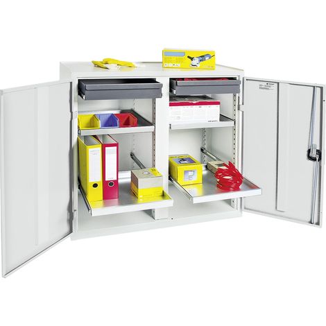 Stumpf Armoire à outils et matériaux Série 3000 gris clair + 2 tiroirs 100 mm + 4 étagères coulissantes - 3002207