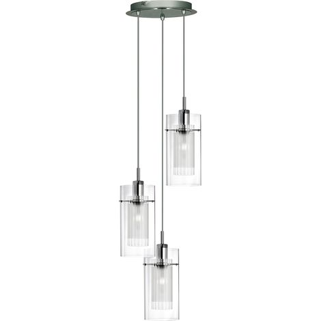 Searchlight Duo 1 - Luminaire suspendu à 3 ampoules, chrome, verre, E14 (1/4)
