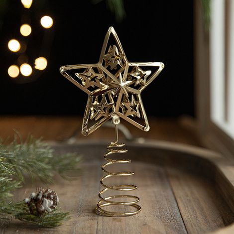 Étoile Pour Sommet De Sapin De Noël - En Métal - 18 X 11 X 2 Cm - Décoration Intérieure Pour Arbre De Noël - 1 Pièce (1/5)