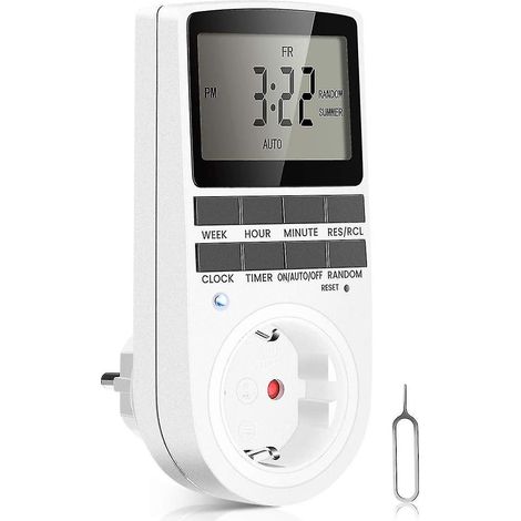 Digitaler Timer 16 A / 3680 W, Steckdose, 16 konfigurierbare Programme, Zufallsmodus, 24/7-Diebstahlschutz (1/5)