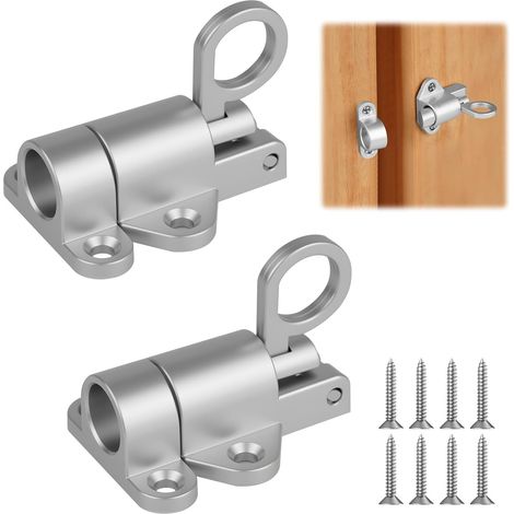 Verrou De Porte Coulissante, 2pcs 90/180 Degrés Loquet Porte Coulissante, Serrure de Portes Loquet de Crochet a Porte Bascule avec Vis pour Porte de Grange Coulissante Cuisines Fenêtre-Argenté