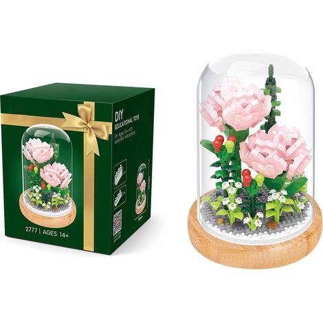 Blocs de Construction Miniatures DIY - Bouquet de Plantes en Pot Décoratif, Œillet avec Couverture Protectrice (1/5)