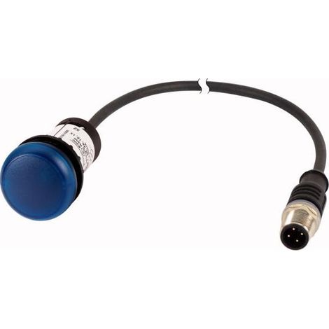 Voyant lumineux bleu 24 V avec câble 1m et connecteur mâle M12A EATON C22-L-B-24-P5