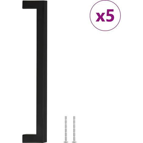 Poignées de meuble et tiroir d'armoire en acier inoxydable noir entraxe 224 mm lot de 5 (1/5)