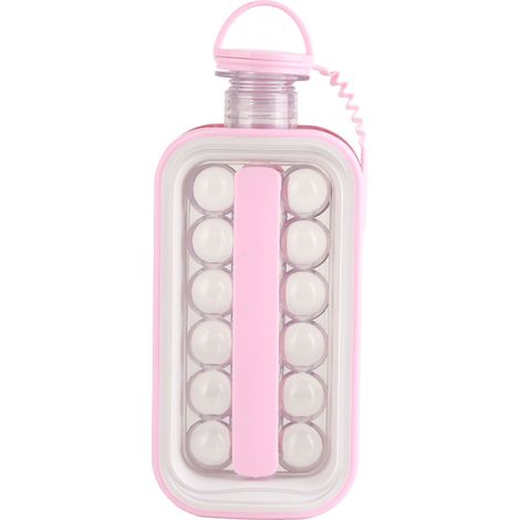 Moule à Boules de Glace Portable en Silicone Rose - Récipient à Glace Pliable pour Maison (1/5)