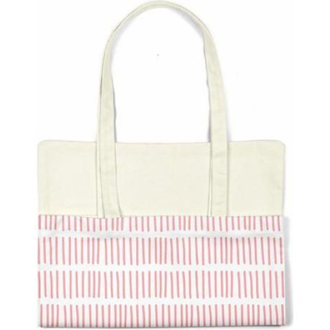 Sac shopping tote bag Bonamaison coton rose 70 x 34 cm - réutilisable, porté épaule (1/4)