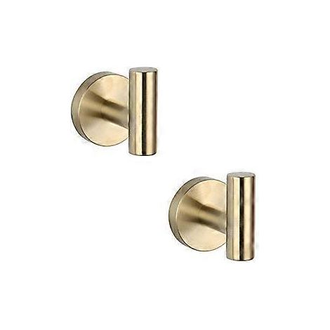 Set mit 2 Haken aus gebürstetem, goldfarbenem Edelstahl SUS 304 für das Badezimmer
