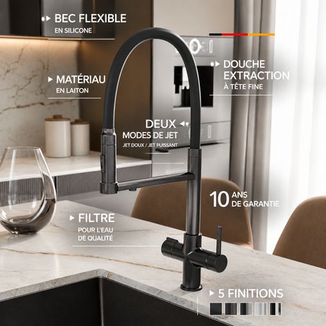 Mitigeur Cuisine gris pistolet 3-en-1 double mode chaud et froid et eau purifiée 53,5 × 36 × 6,5 cm 2,95 kg – Livraison gratuite